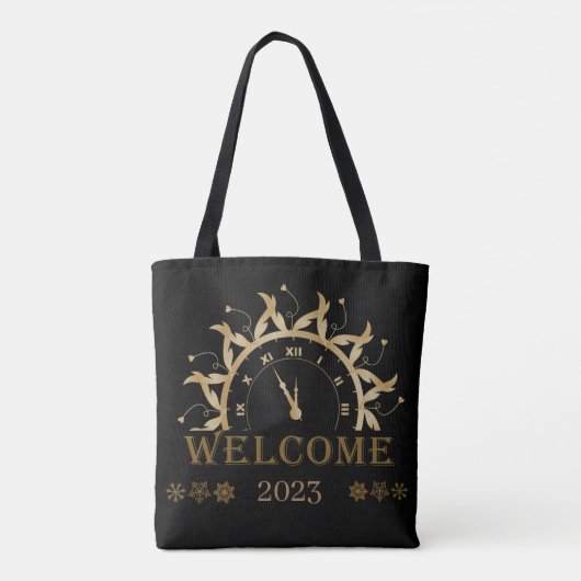 Tote Bag Joyeux Nouvel An 2023, Parties scintillant d'or Fe (Dos)