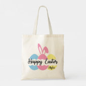 Tote Bag Joyeux Oeufs Pastel de Pâques et Oreilles de lapin (Dos)