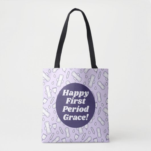 Tote Bag Joyeux Pad en Tampon violet Première Période (Devant)