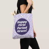 Tote Bag Joyeux Pad en Tampon violet Première Période (De près)