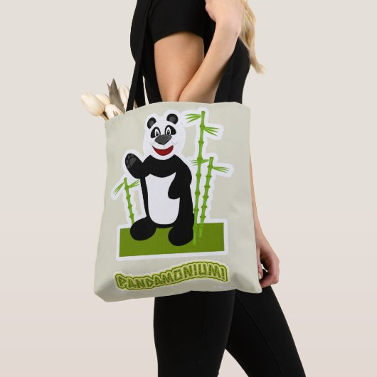 Tote Bag Joyeux Panda-monium Panda Bear Cartoon (De près)