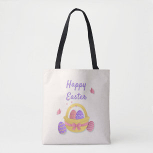 Tote Bag Joyeux panier de Pâques et papillons