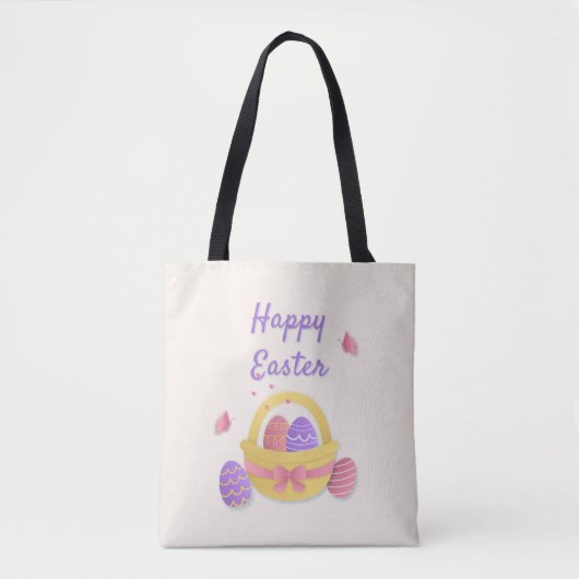 Tote Bag Joyeux panier de Pâques et papillons (Devant)