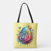 Tote Bag Joyeux Pâques : Vibrant Oeuf de Pâques (Dos)