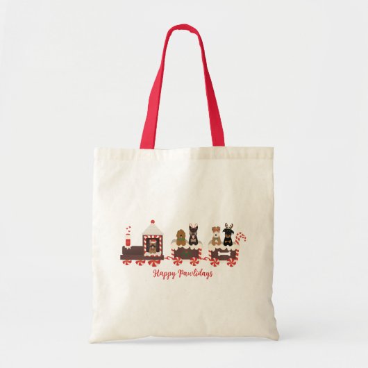 Tote Bag Joyeux Pawlidays Chien Noël Train de vacances (Devant)
