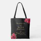 Tote Bag Joyeux Père Noël Puppy Christmas Tree Red Poinsett (Dos)