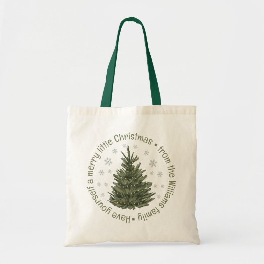 Tote Bag joyeux petit Noël, vert arbre de vacances (Devant)