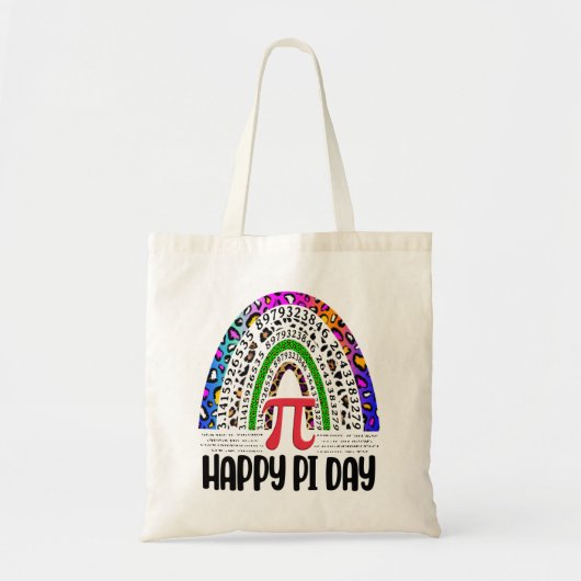 Tote Bag Joyeux Pi Day Mathématique Leopard Rainbow (Devant)