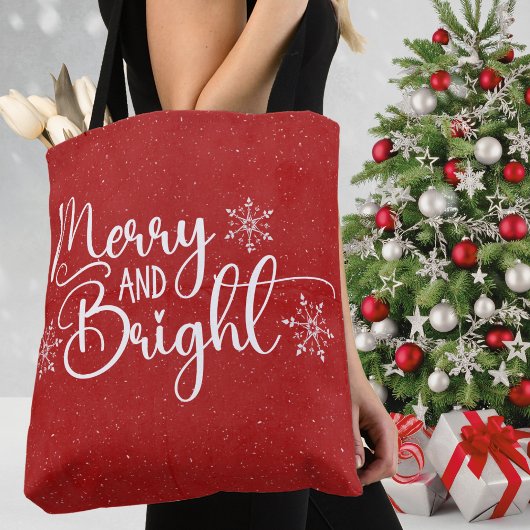 Tote Bag Joyeux rouge et blanc et Parties scintillant brill