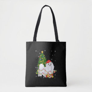 Tote Bag Joyeux sapin de Noël éclaire le chien