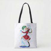 Tote Bag Joyeux Snowman et Fille Dance Tango fête de Noël (Devant)
