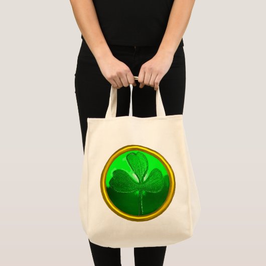 TOTE BAG JOYEUX ST-PATRICK VERT SHAMROCK PIERRE PRÉCIEUSE B (Devant (produit))