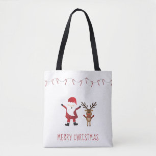 Tote Bag Joyeux Sucres de canne du Père Noël Rudolph