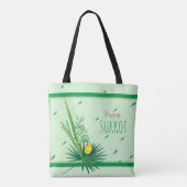 Tote Bag Joyeux Sukkot Lulav et Motif d'aquarelle Etrog (Dos)