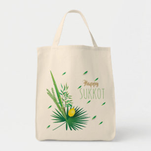 Tote Bag Joyeux Sukkot Lulav et Motif d'aquarelle Etrog