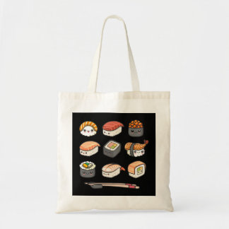 Tote Bag Joyeux Sushi Anime Kawaii Joue Nourriture Japonais
