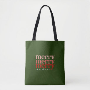 Tote Bag Joyeux texte de Noël Salutation rouge et vert