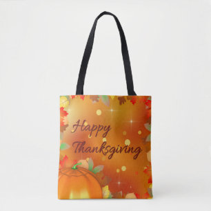 Tote Bag Joyeux Thanksgiving Feuilles d'automne colorées