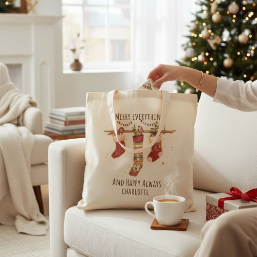 Tote Bag Joyeux Tout Joyeux Joyeux Toujours Les Bas de Noël