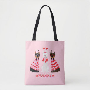 Tote Bag Joyeux Valentines Day Chiens Dobermann