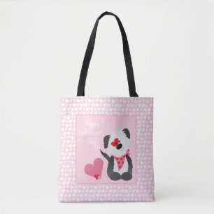 Tote Bag Joyeux Valentines Day Coeurs de marionnettes roses