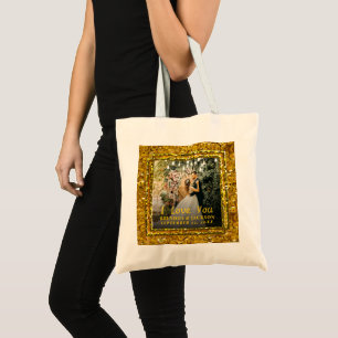 Tote Bag Joyeux Valentines Day Elégant Mariage d'or Photo