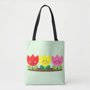 Tote Bag Joyeux visage Tulip Fleurs Jardin art