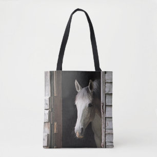 Tote Bag Jument grise Animaux de la ferme de chevaux Brun