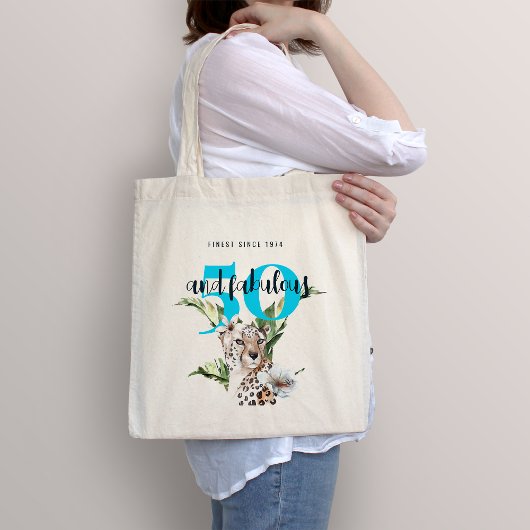 Tote Bag Jungle sauvage Leopard Blue 50e anniversaire drôle