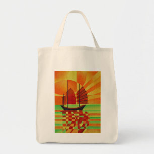 Tote Bag Junk on Sea of Green Cubist Abstrait