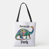 Tote Bag Jurassic Perk Dinosaure Coloré Blanc (Dos)