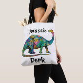 Tote Bag Jurassic Perk Dinosaure Coloré Blanc (De près)