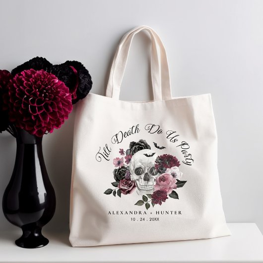 Tote Bag Jusqu'à la mort Fêtons-nous Gothique Floral Mariag