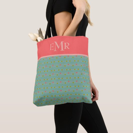 Tote Bag Just Happy Points sur Chaînes Monogramme (De près)