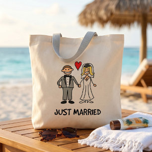 Tote Bag Just Married Cartoon