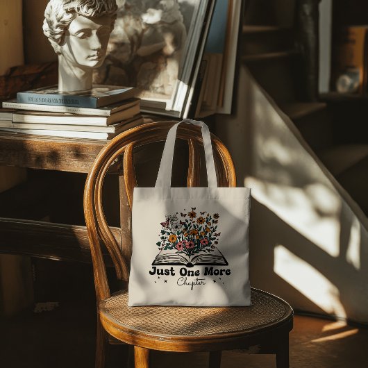 Tote Bag Just One More Chapter Floral Book