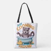Tote Bag Juste Cooning, Jouer Raccoon Durée du bain Aventur (Dos)