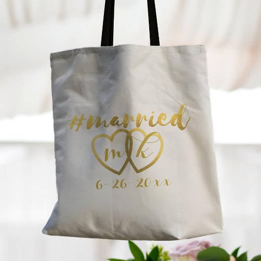 Tote Bag Juste marié Gold Heart Mariage