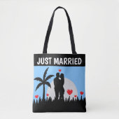 TOTE BAG JUSTE MARIÉ MARIAGE TROPICAL CADEAU FOURRE-TOUT PU (Devant)