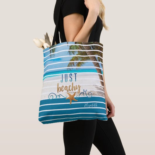 Tote Bag JUSTE PLAGE Tropical Beach Travel (De près)