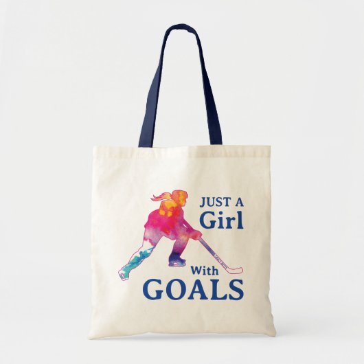 Tote Bag Juste une fille avec des buts Hockey aquarelle (Devant)