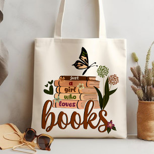 Tote Bag JUSTE UNE FILLE, Livre Lover Floral Livres Lecture