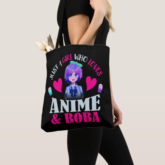 Tote Bag Juste une fille qui aime Anime et Boba (De près)
