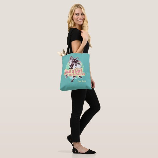 Tote Bag Juste Une Fille Qui Aime Les Chevaux Aquarelle Vin (Sur le modèle)