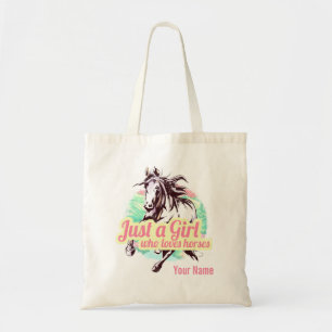 Tote Bag Juste Une Fille Qui Aime Les Chevaux Aquarelle Vin