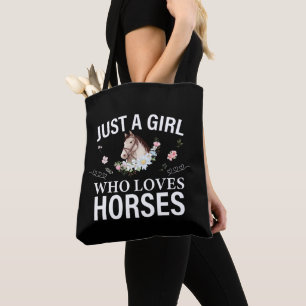 Tote Bag Juste Une Fille Qui Aime Les Chevaux Floral