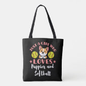 Tote Bag Juste une fille qui aime les chiots et le softball (Dos)