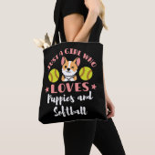 Tote Bag Juste une fille qui aime les chiots et le softball (De près)