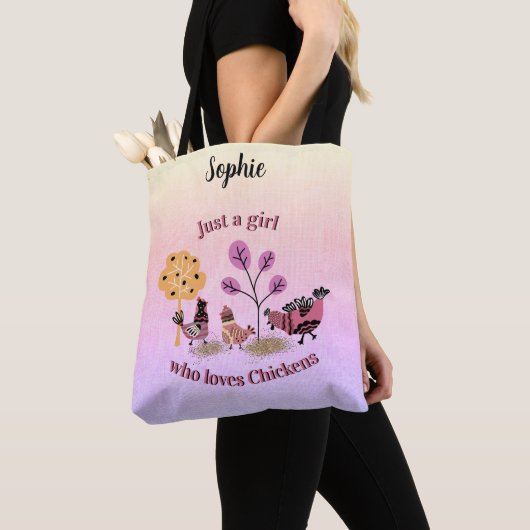 Tote Bag Juste Une Fille Qui Aime Les Poulets Pays Art Folk (De près)