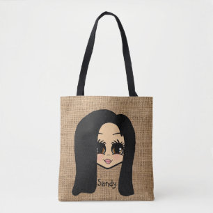 Tote Bag Jute Caricature Personnalisé Imprimer Fourre-tout 